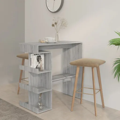 Mesa de Bar c/ Prateleiras 100x50x101,5cm Carvalho Sonoma Cinza