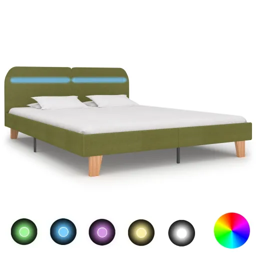 Estrutura de Cama com LED em Tecido 160x200 cm Verde