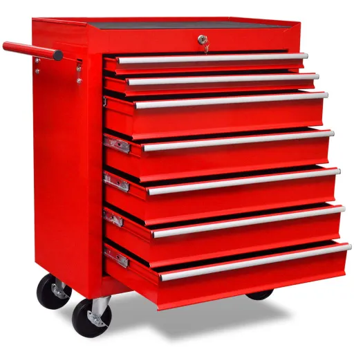 Trólei de Ferramentas com 7 Gavetas Vermelho