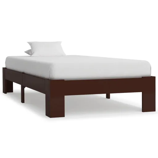 Estrutura de Cama 90x200 cm Pinho Maciço Castanho-Escuro