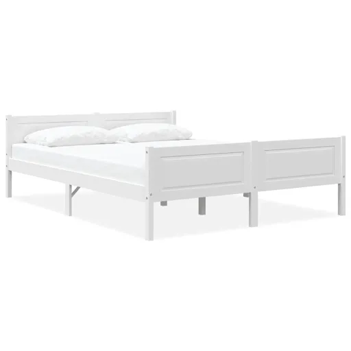 Estrutura de Cama em Pinho Maciço 160x200 cm Branco