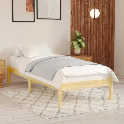 Estrutura de Cama 90 x 200 cm Madeira de Pinho Maciça