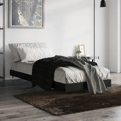 Estrutura de Cama 75x190 cm Derivados de Madeira Preto