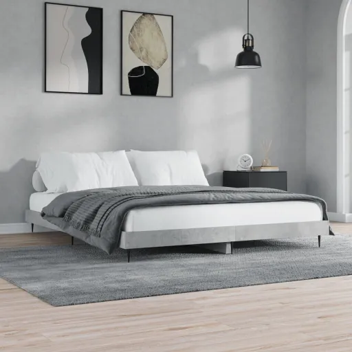 Estrutura de Cama 160x200 cm Derivados de Madeira Cinza Cimento