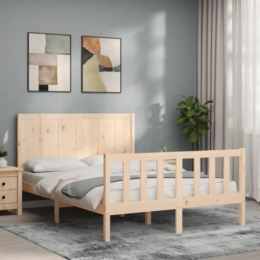 Cama Sem Colchão 140x190 cm Madeira de Pinho Maciça