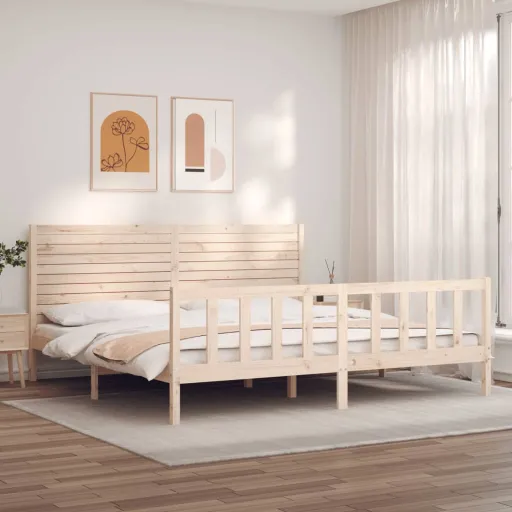 Cama Sem Colchão 200x200 cm Madeira de Pinho Maciça
