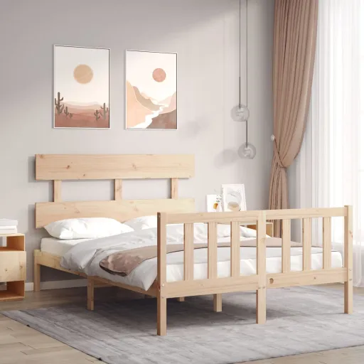 Cama Sem Colchão 140x190 cm Madeira de Pinho Maciça