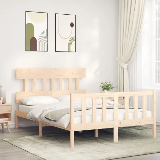 Cama Sem Colchão 140x190 cm Madeira de Pinho Maciça