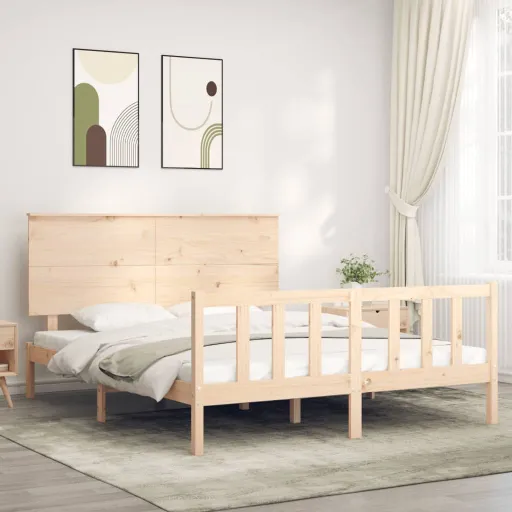 Estrutura de Cama King Size com Cabeceira Madeira Maciça