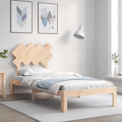 Estrutura Cama de Solteiro c/ Cabeceira Madeira Maciça