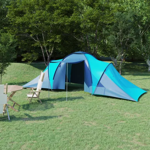 Tenda de Campismo 6 Pessoas Azul e Azul-Claro