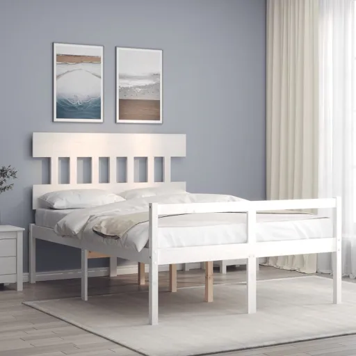 Cama para Idosos com Cabeceira 120x200 cm Madeira Maciça Branco