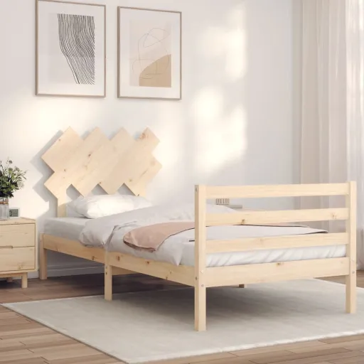 Estrutura Cama de Solteiro c/ Cabeceira Madeira Maciça