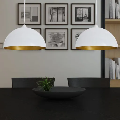 Candeeiros de Teto   Altura Ajustável Semiesféricos Branco  (2 pcs)