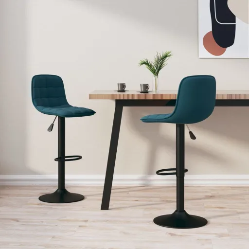 Bancos de Bar   Veludo Azul (2 pcs)