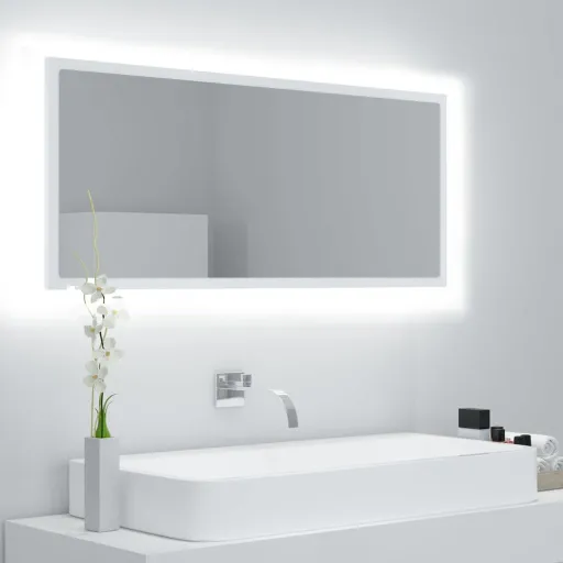 Espelho de Casa de Banho LED 100x8,5x37 cm Acrílico Branco