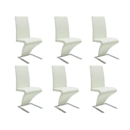 Cadeiras de Jantar   Couro Artificial Branco (6 pcs)