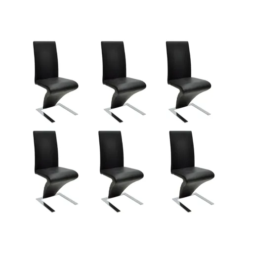 Cadeiras de Jantar   Couro Artificial Preto (6 pcs)