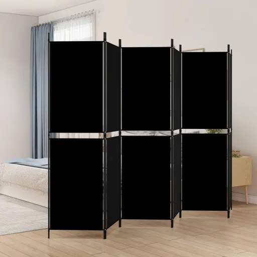 Divisória/Biombo com 6 Painéis 300x180 cm Tecido Preto