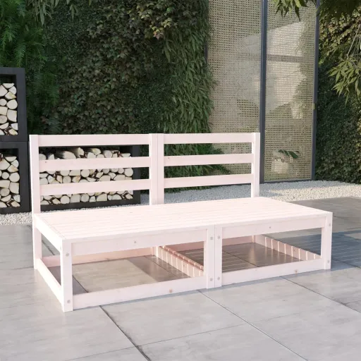 Sofá de 2 Lugares para Jardim Pinho Maciço Branco