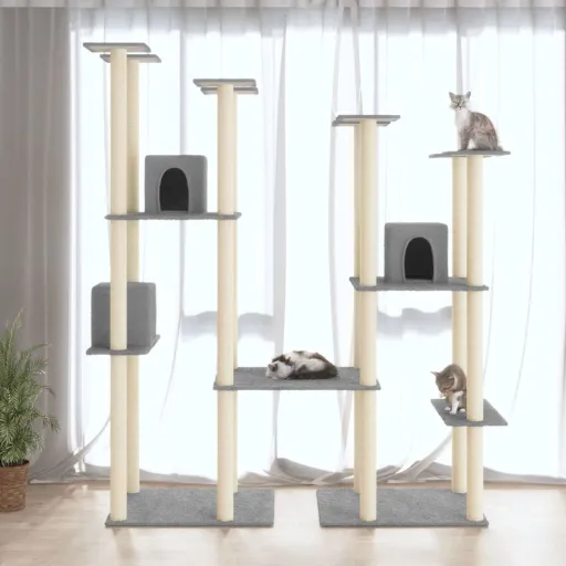 Árvore p/ Gatos c/ Postes Arranhadores Sisal 174 cm Cinza-Claro