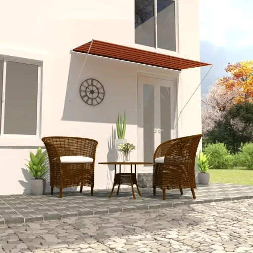 Toldo Retrátil 300x150 cm Laranja e Castanho