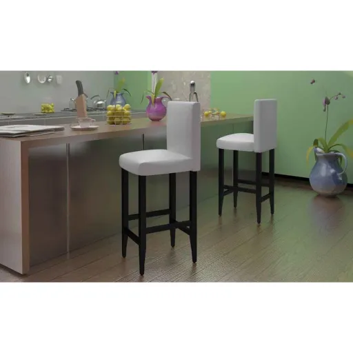 Bancos de Bar   Couro Artificial Branco (4 pcs)