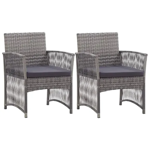 Cadeiras de Jardim com Almofadões   Vime PE Antracite (2 pcs)