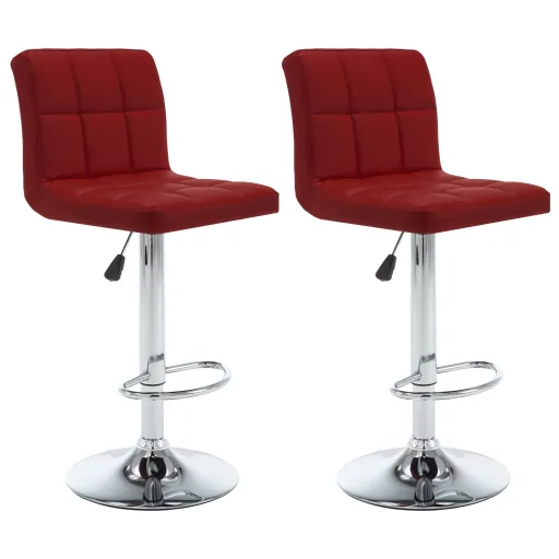 Bancos de Bar   Couro Artificial Vermelho Tinto (2 pcs)