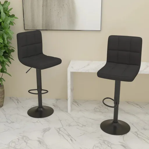Bancos de Bar   Tecido Preto (2 pcs)