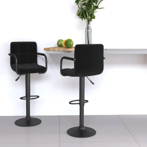 Bancos de Bar   Tecido Preto (2 pcs)