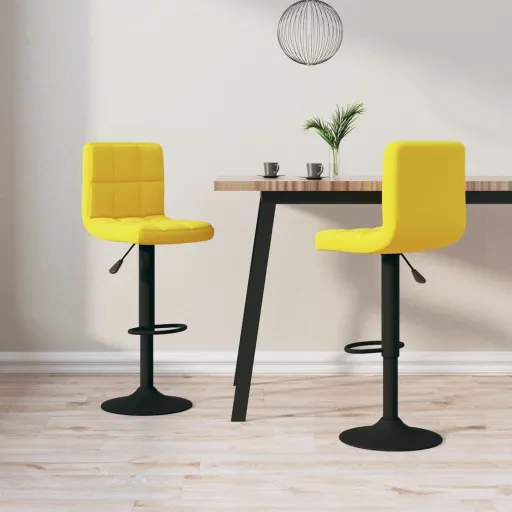 Bancos de Bar   Veludo Amarelo Mostarda (2 pcs)