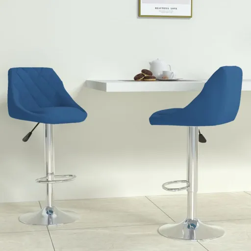 Bancos de Bar   Veludo Azul (2 pcs)