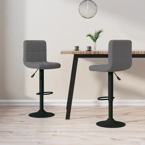 Bancos de Bar   Veludo Cinzento-Escuro (2 pcs)