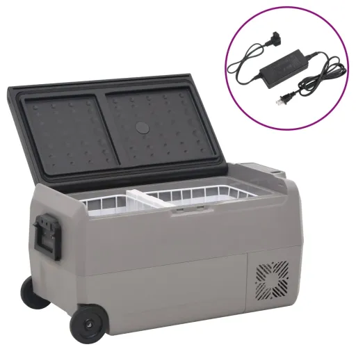 Mala Térmica c/ Rodas e Adaptador 50 L PP e PE Preto/Cinzento