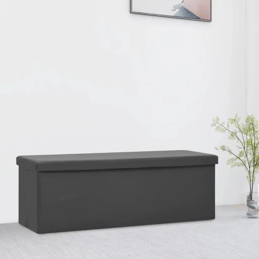 Banco de Arrumação Dobrável PVC Cinzento