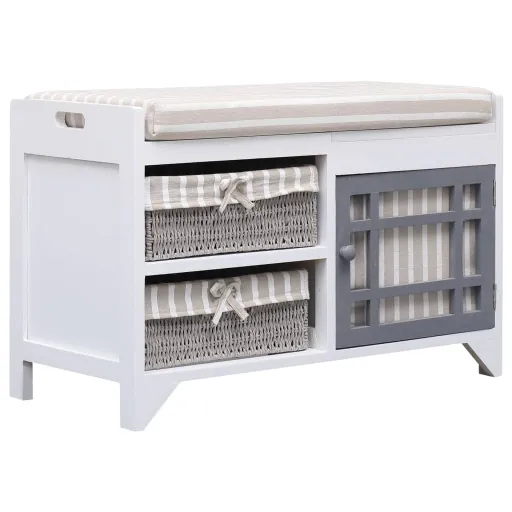 Banco de Corredor 70x33,5x45 cm Madeira de Paulownia Branco