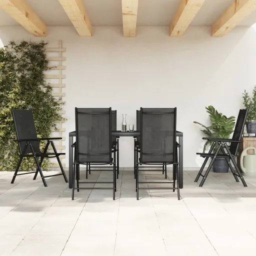 Conjunto de Jantar para Jardim Alumínio Preto (7 pcs)
