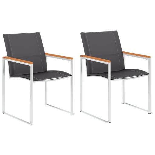 Cadeiras de Jardim   Textilene e Aço Inoxidável Cinzento (2 pcs)