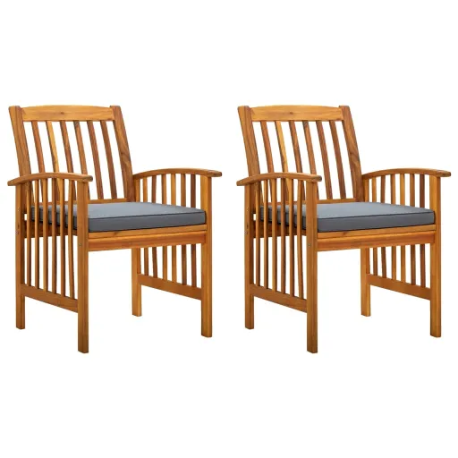Cadeiras de Jantar p/ Jardim   c/ Almofadões Acácia Maciça (2 pcs)
