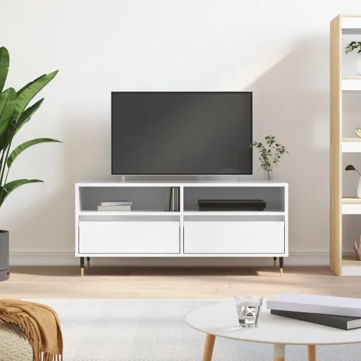 Móvel p/ TV 100x34,5x44,5 cm Derivados Madeira Branco Brilhante
