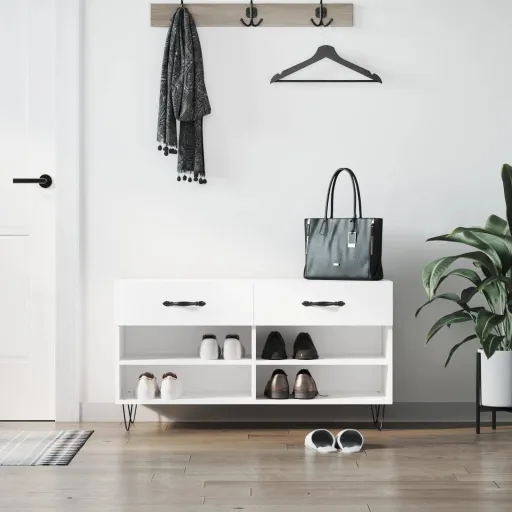 Banco Sapateira 102x35x55 cm Derivados de Madeira Branco