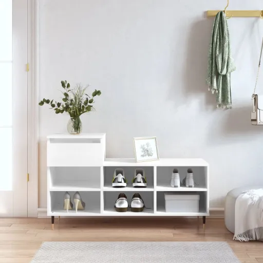 Sapateira 102x36x60 cm Derivados de Madeira Branco