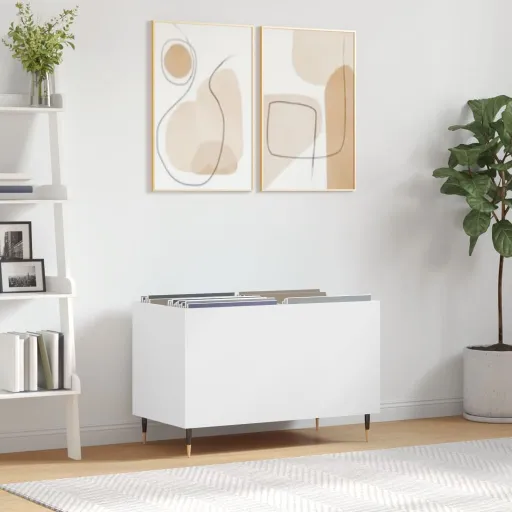 Armário para Discos 74,5x38x48 cm Derivados de Madeira Branco