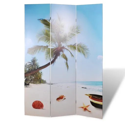 Biombo Dobrável com Estampa de Praia 120x170 cm