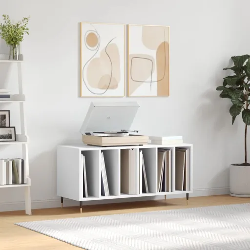 Armário para Discos 100x38x48 cm Derivados de Madeira Branco