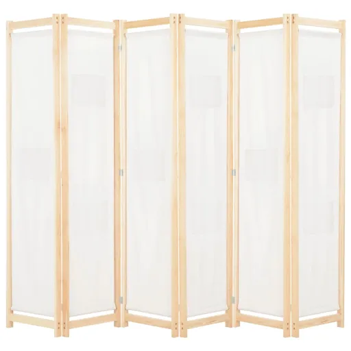 Divisória de Quarto com 6 Painéis 240x170x4 cm Tecido Cor Creme