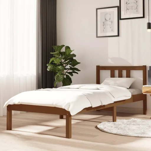 Estrutura Cama Pequena Solteiro 75x190 cm Madeira Castanho Mel