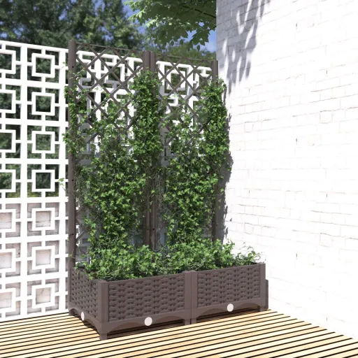 Vaso/Floreira Jardim c/ Treliça 80x40x121,5 cm PP Castanho