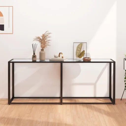 Mesa Consola Transparente 180x35x75,5 cm Vidro Temperado